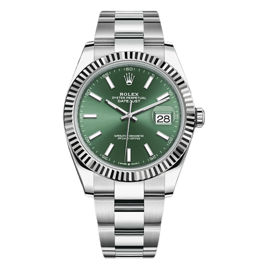 ROLEX DATEJUST 41 MINT GREEN 126334 41MM OYSTERSTEEL AND WHITE GOLD MINT DATEJUST