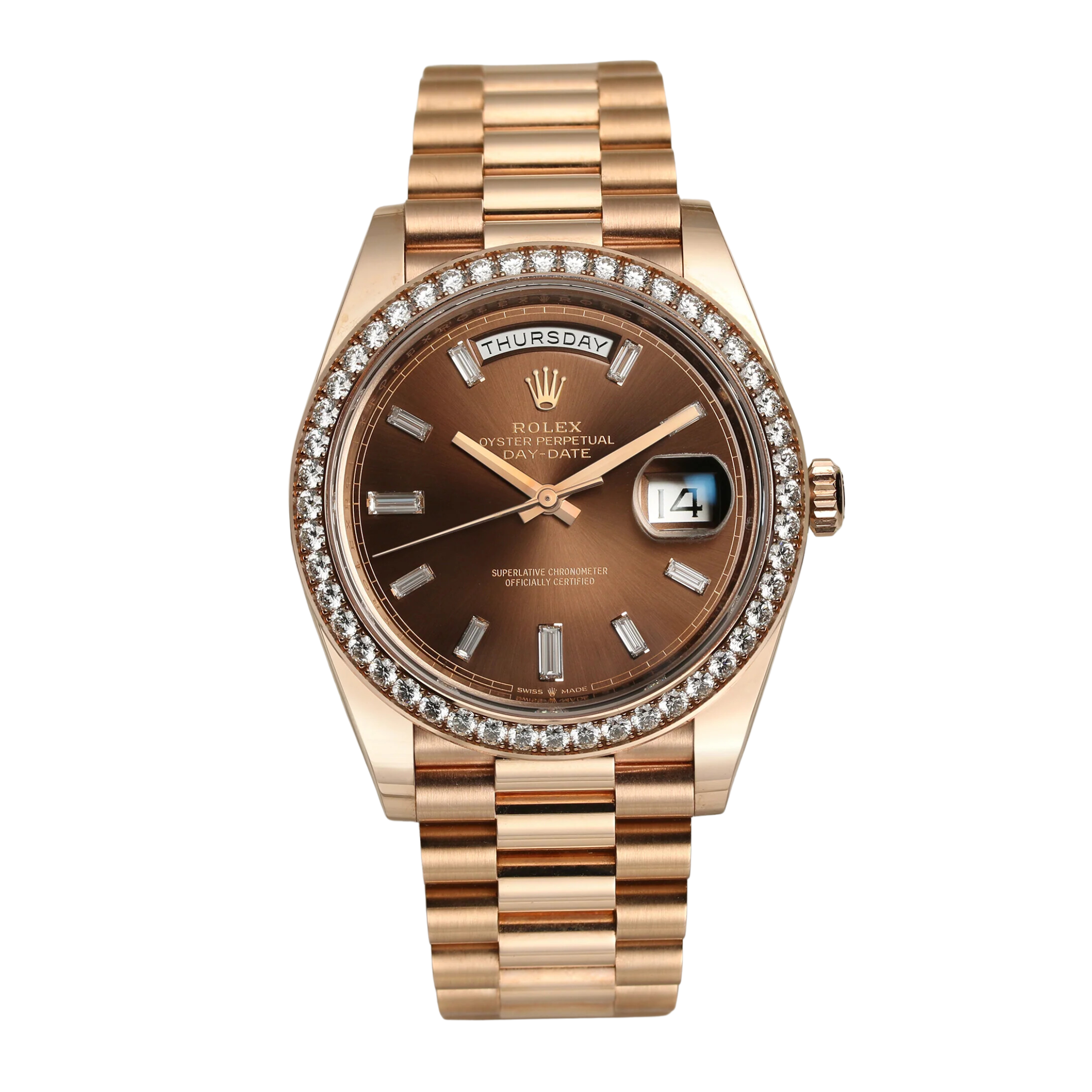 ROLEX DAY-DATE 40 CHOCOLATE 228345RBR 40MM EVEROSE GOLD AND DIAMONDS