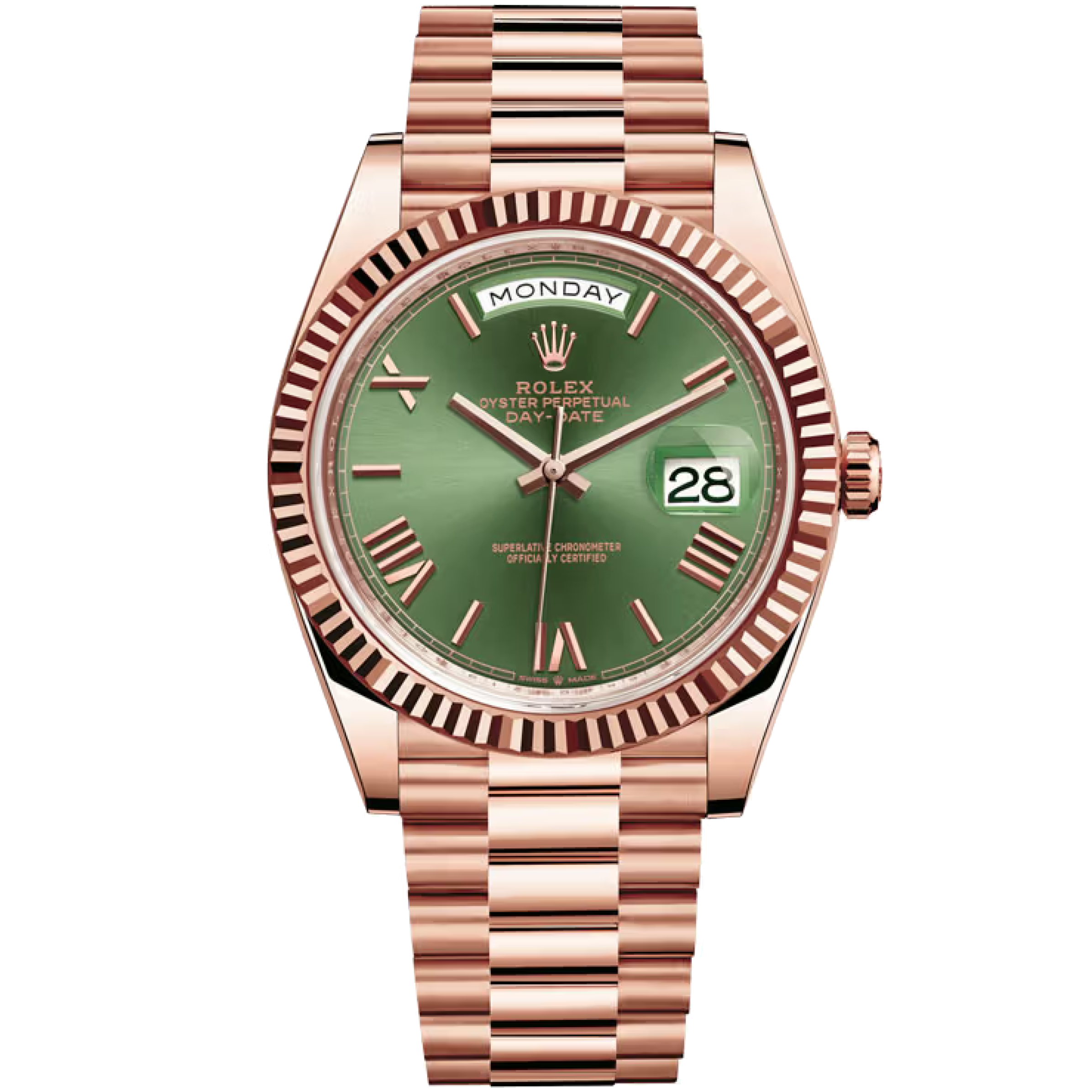 Rolex Day-Date Presidential 228235 40mm Olive Dial Rose Gold