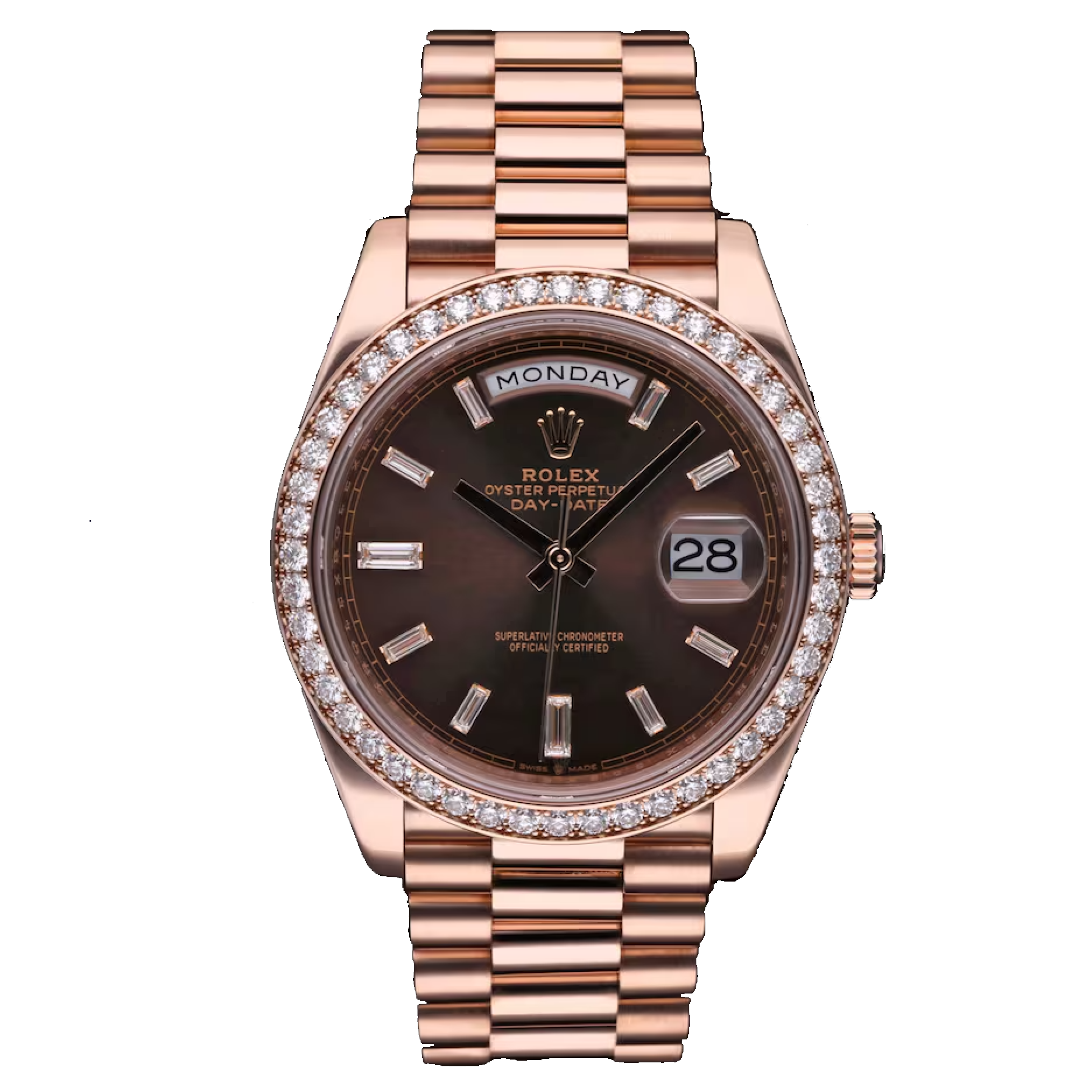 ROLEX DAY-DATE 40 CHOCOLATE 228345RBR 40MM EVEROSE GOLD AND DIAMONDS