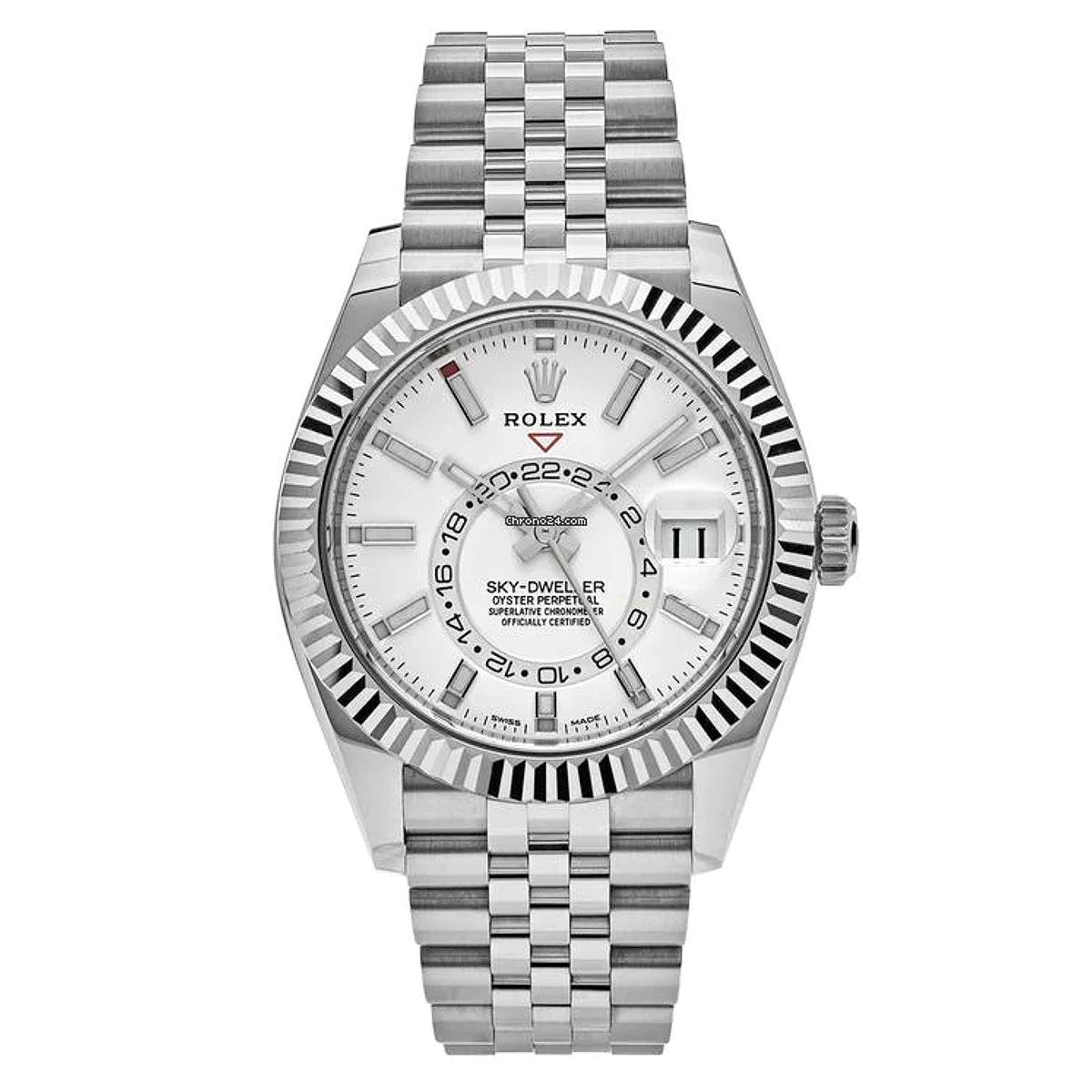 ROLEX SKY-DWELLER INTENSE WHITE 326934 42 MM OYSTERSTEEL AND WHITE GOLD