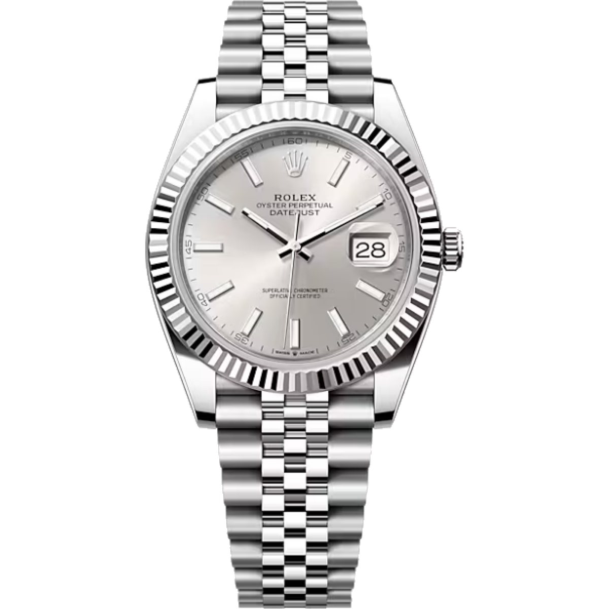 ROLEX DATEJUST 41 SILVER 126334 41MM OYSTERSTEEL AND WHITE GOLD